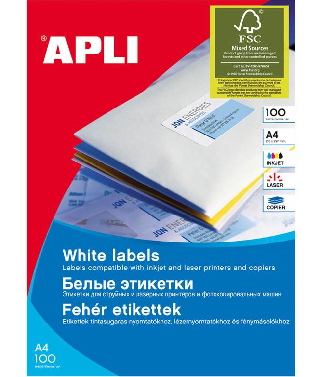 Apli Bele nalepke 70 x 67,7 mm, 12/stran