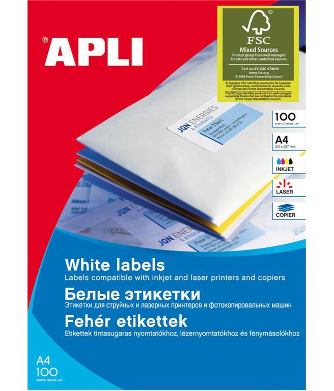 Apli Bele nalepke 105 x 70 mm, 8/stran