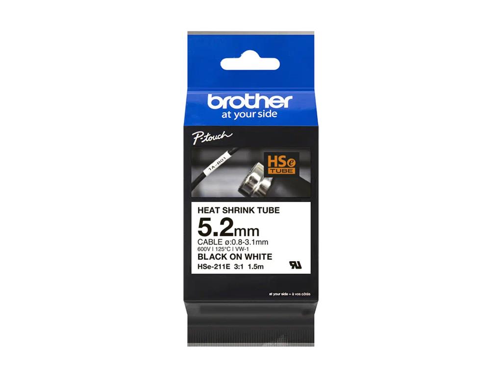 Brother HSE211E Bel/črn trak 5,2mm