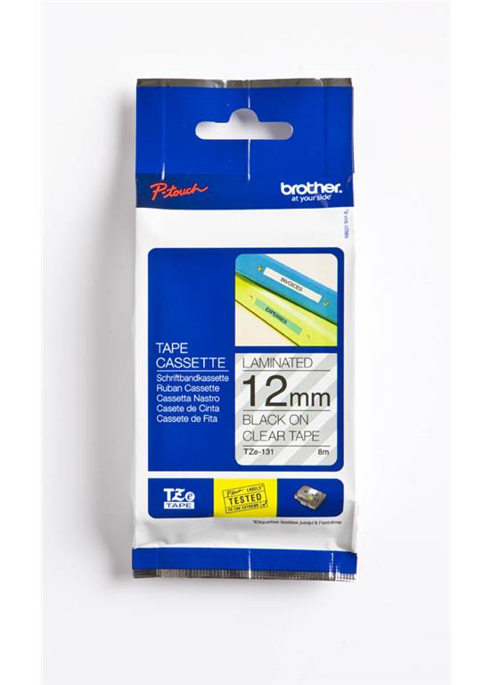 Brother TZE131 Prozoren/črn 12mm, trak za PT