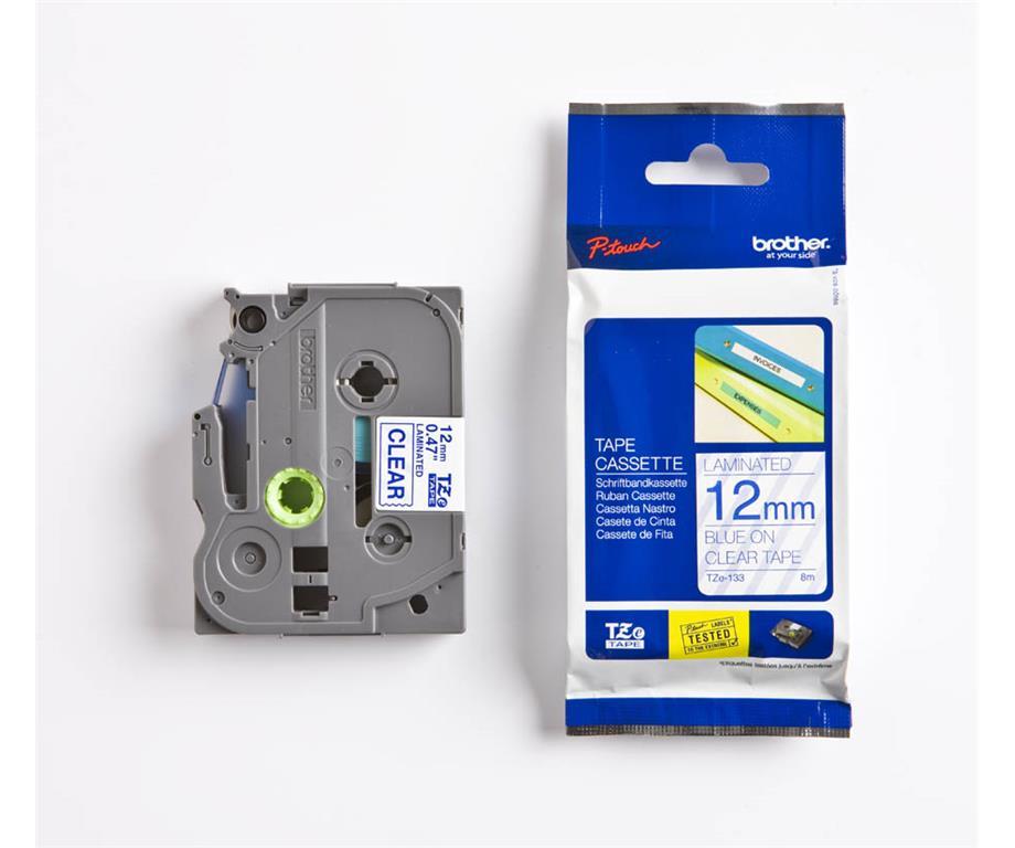 Brother TZE133 Prozoren/moder 12mm,trak za PT