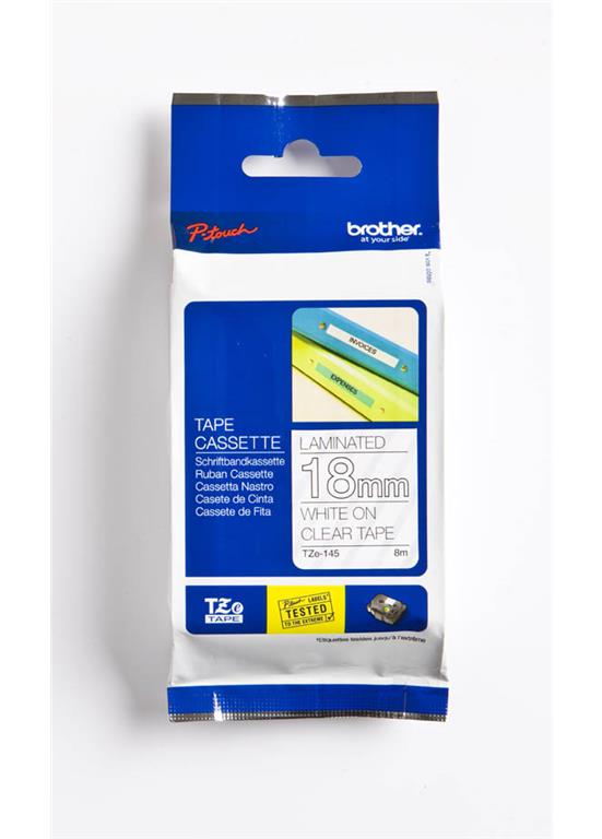 Brother TZE145 Prozoren/bel 18mm, trak za PT
