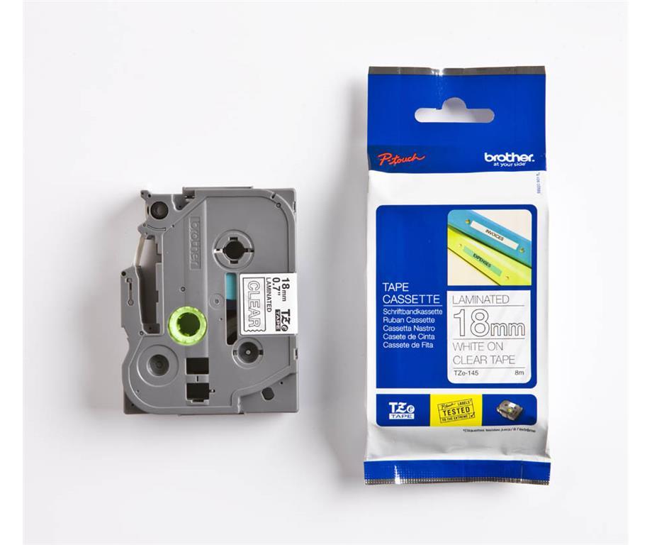 Brother TZE145 Prozoren/bel 18mm, trak za PT