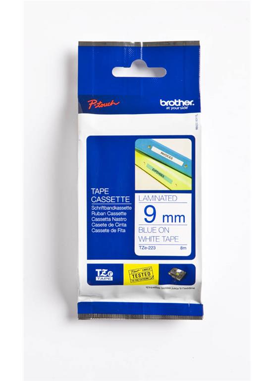 Brother TZE223 Bel/moder 9mm, trak za PT