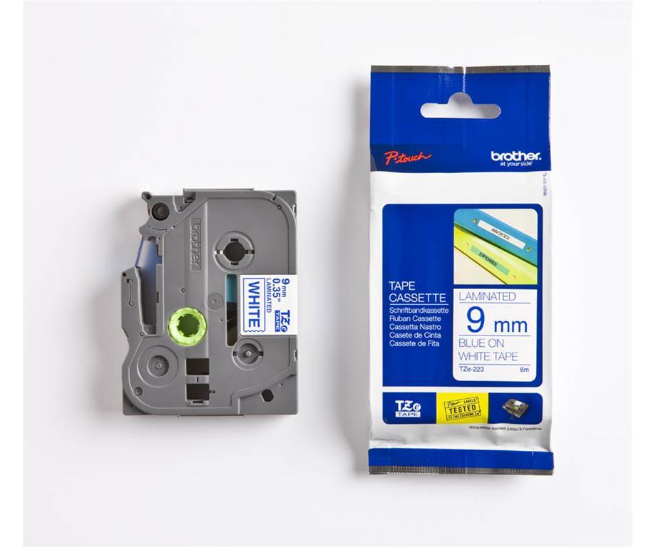Brother TZE223 Bel/moder 9mm, trak za PT