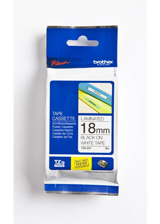 Brother TZE241 Bel/črn 18mm, trak za PT