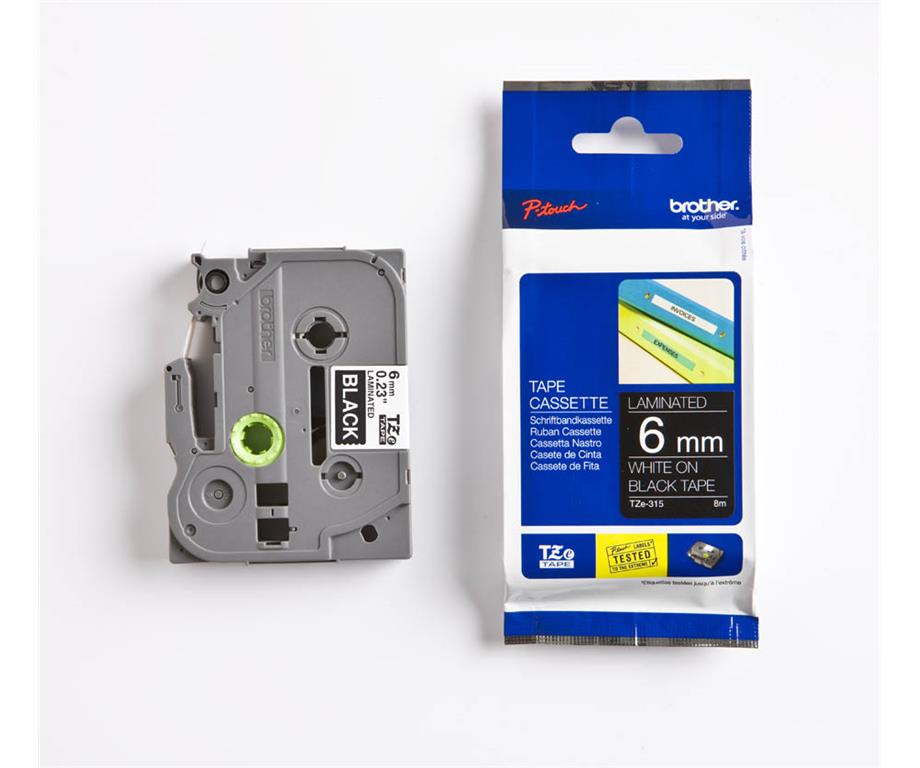 Brother TZE315 Črn/bel 6mm, trak za PT