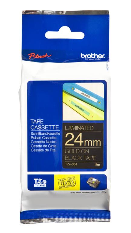 Brother TZE354 Črn/zlat 24mm, trak za PT