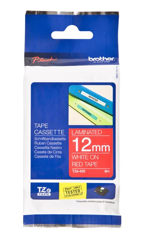 Brother TZE435 Rdeč/bel 12mm, trak za PT