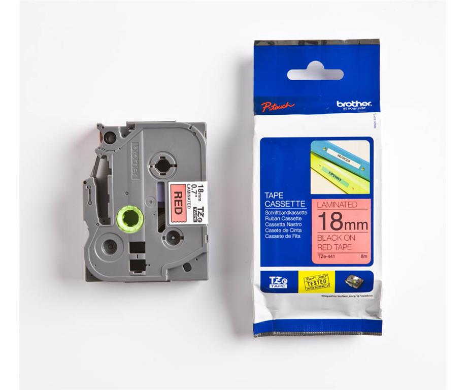 Brother TZE441 Rdeč/črn 18mm, trak za PT