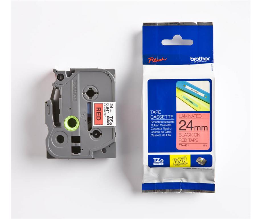 Brother TZE451 Rdeč/črn 24mm, trak za PT