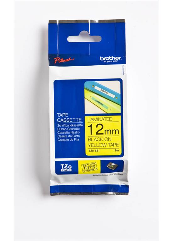 Brother TZE631 Rumen/črna 12mm,trak za PT
