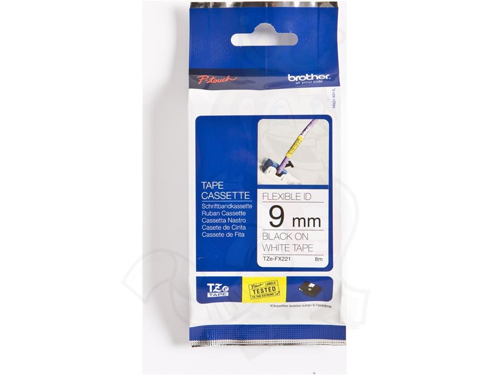 Brother TZEFX221 Flexi bel/črn 9mm, za PT