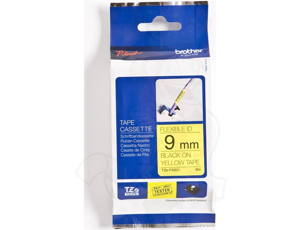 Brother TZEFX621 Flexi rumen/črn 9mm, za PT