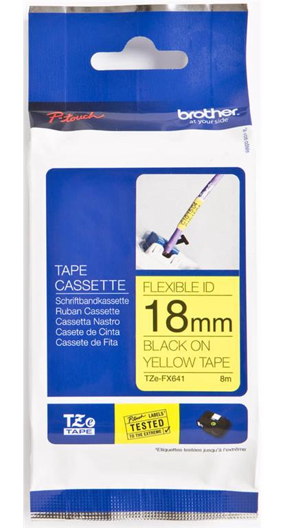 Brother TZEFX641 Flexi rumen/črn 18mm, za PT