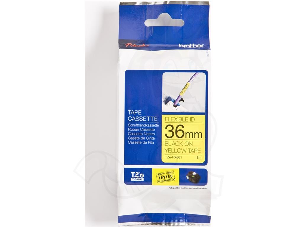 Brother TZEFX661 Flexi rumen/črn 36mm, za PT