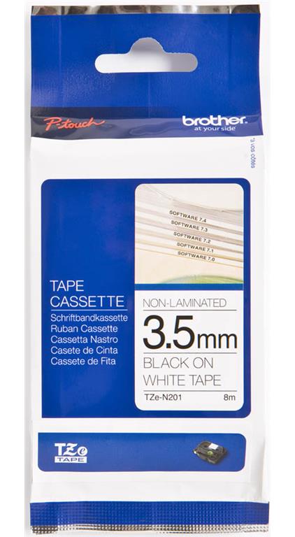 Brother TZEN201 Bel/črn 3,5mm, trak za PT