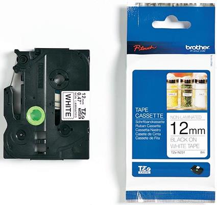 Brother TZEN231 Bel/črn 12mm, trak za PT