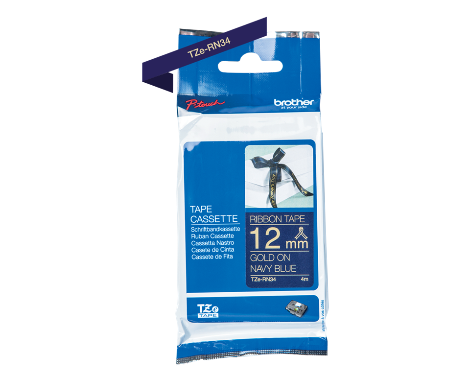 Brother TZE-RN34 Mornarsko moder/črn 12mm