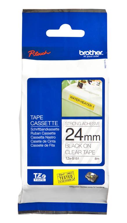 Brother TZES151 Prozoren/črn 24mm, trak za PT
