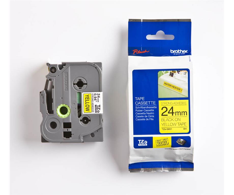 Brother TZES651 Rumen/črn 24mm, trak za PT