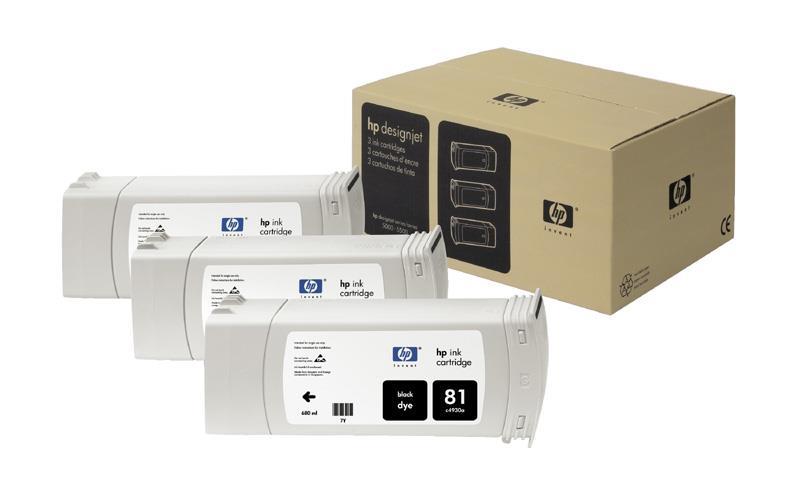  KOMPLET 3 ČRNIL HP 81 ČRNO