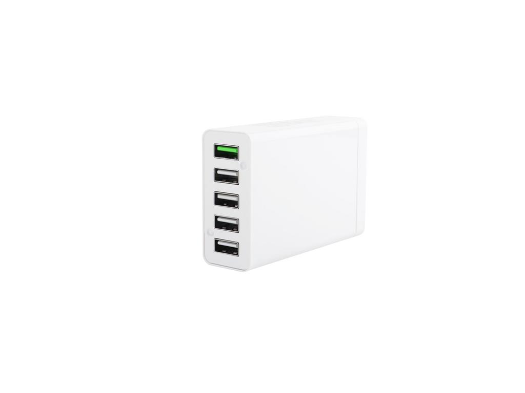 CoreParts Večportni USB polnilec, bel