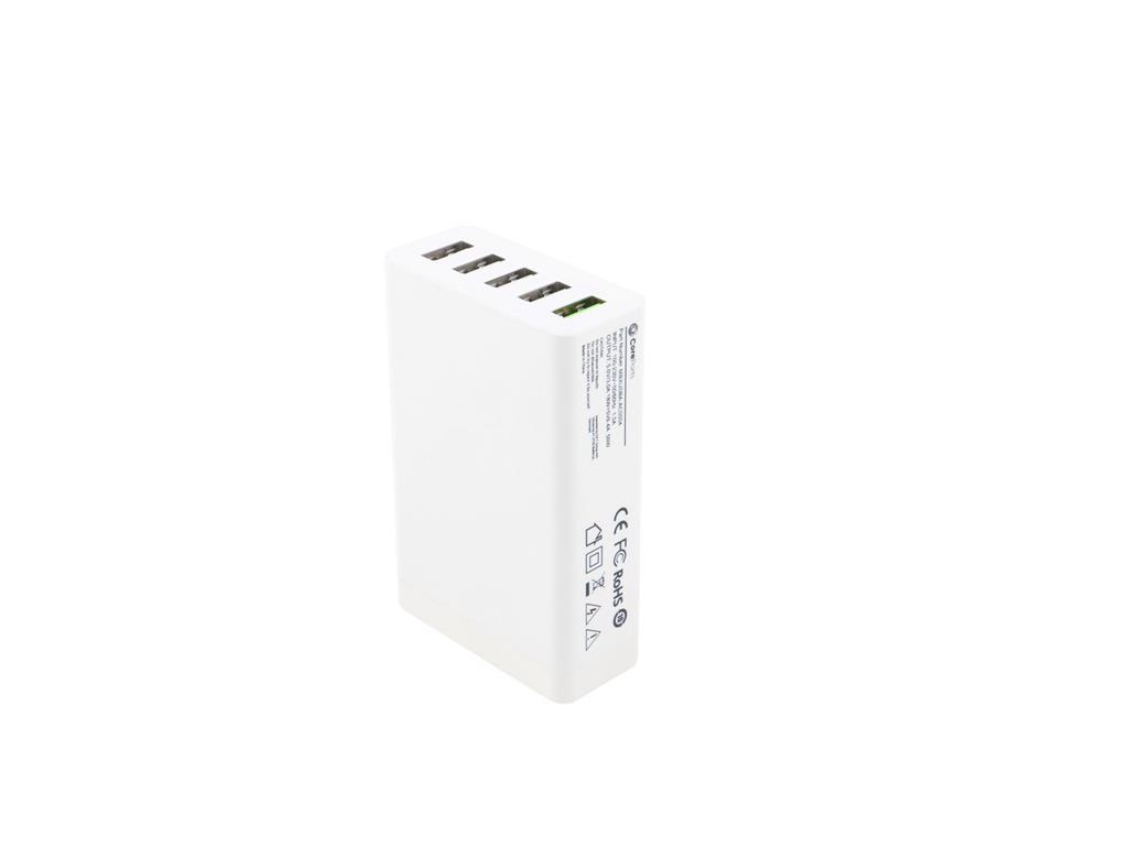 CoreParts Večportni USB polnilec, bel
