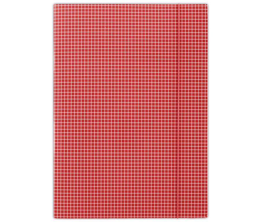 Donau Mapa z elastiko A4 karton, karo, rdeča