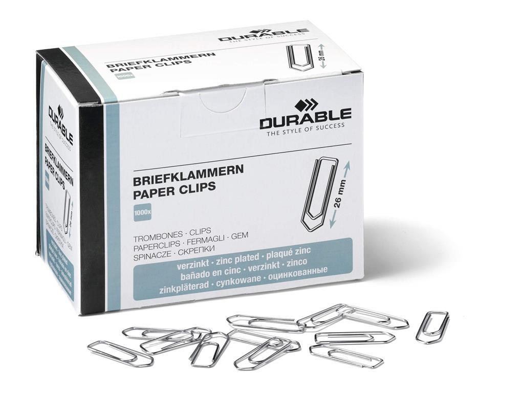 DURABLE Papirne sponke pocinkane, 26mm, 1000 kos