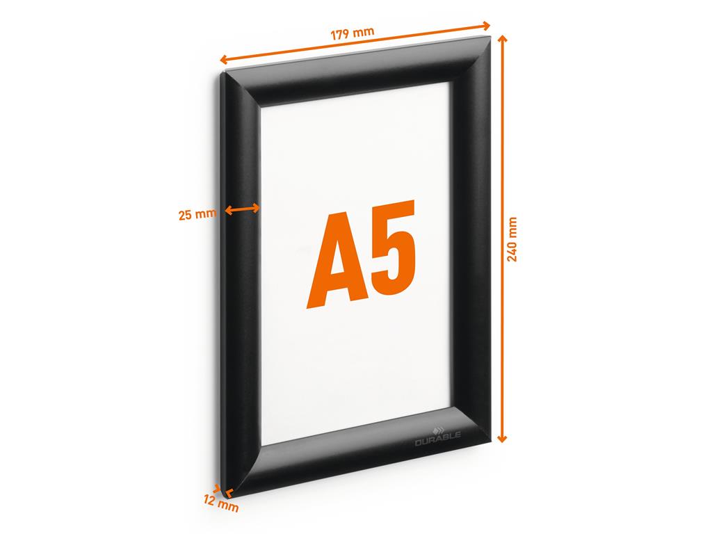 DURABLE Aluminijast okvir Snap A5, črn