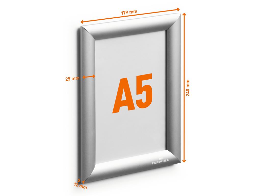 DURABLE Aluminijast okvir Snap A5, srebrn