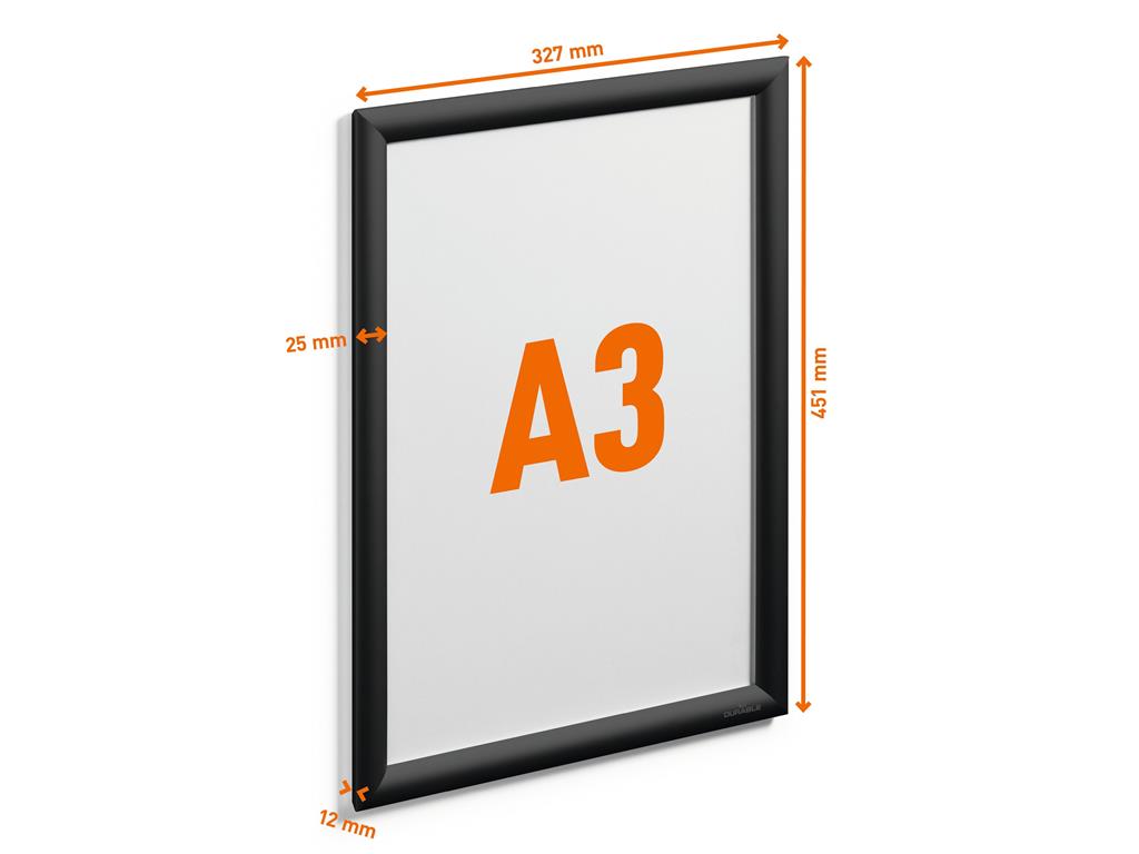 DURABLE Aluminijast okvir Snap A3, črn