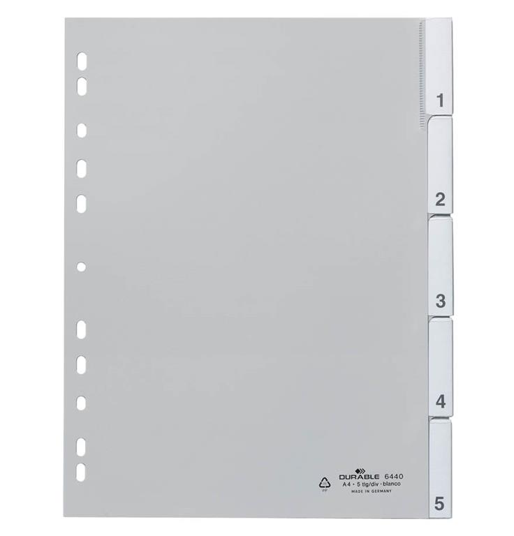 Durable Ločilni listi 1/5 sivi (6440)