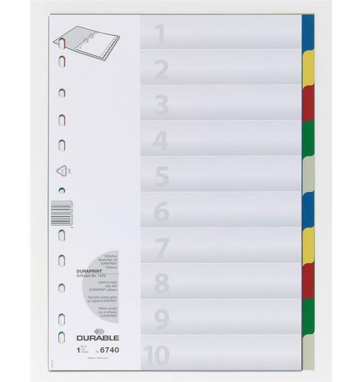 DURABLE Ločilni listi A4 1-10 (6740)