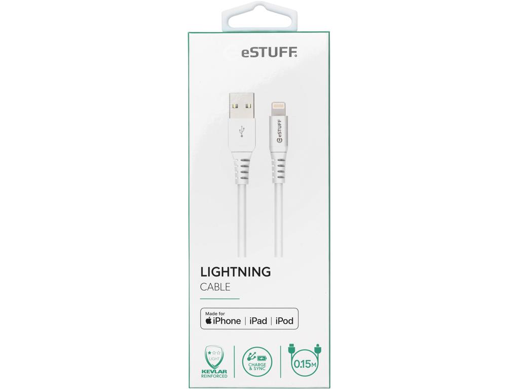 eSTUFF Lightning kabel MFI 0.15m, bel