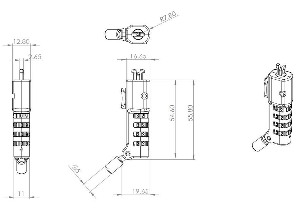 eSTUFF Varnostna ključavnica, koda, Wedge Slot