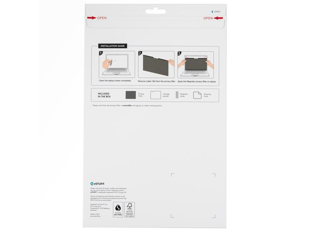 eSTUFF Filter zasebnosti magnetni 15.6" 16:9