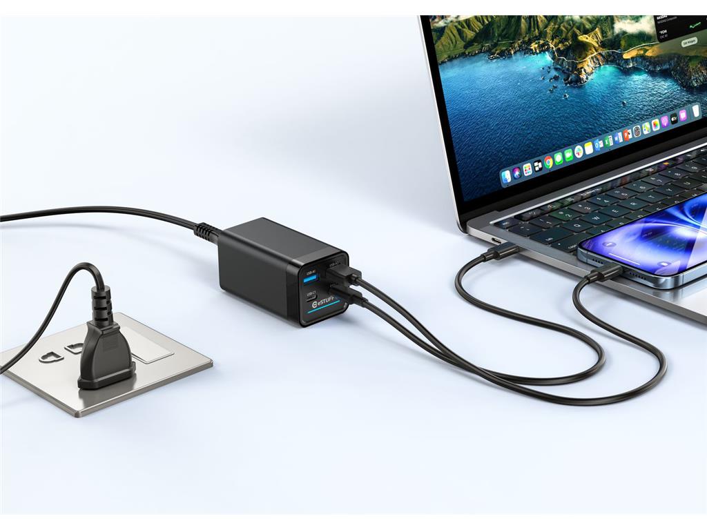 eSTUFF 120W 4-portni PD GaN večportni polnilnik