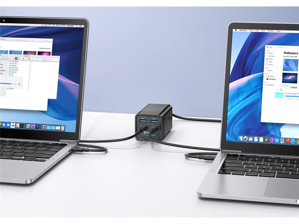 eSTUFF 120W 4-portni PD GaN večportni polnilnik