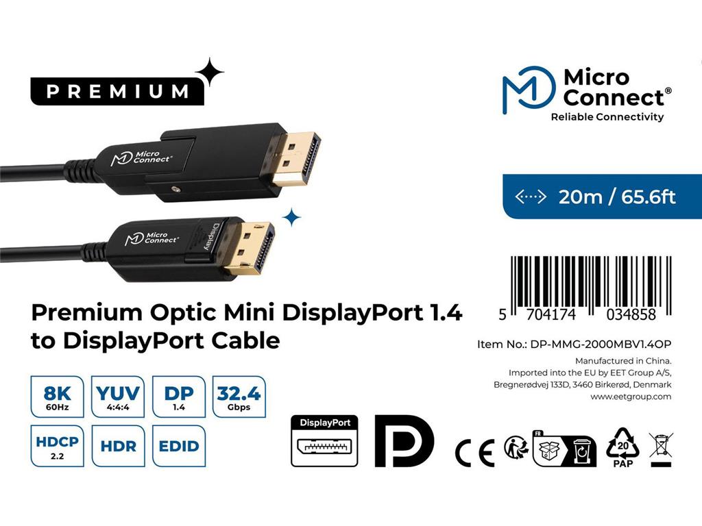  8K Mini DisplayPort - DP kabel 20m