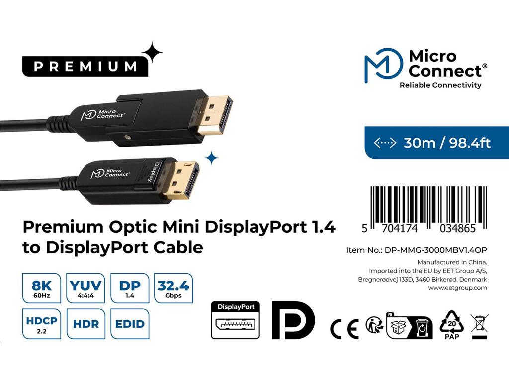  8K Mini DisplayPort - DP kabel, 30m