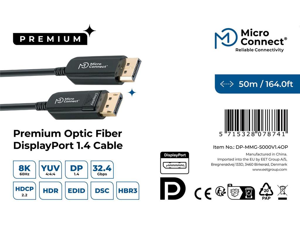  Kabel DisplayPort 1.4, 8K60Hz, 50m