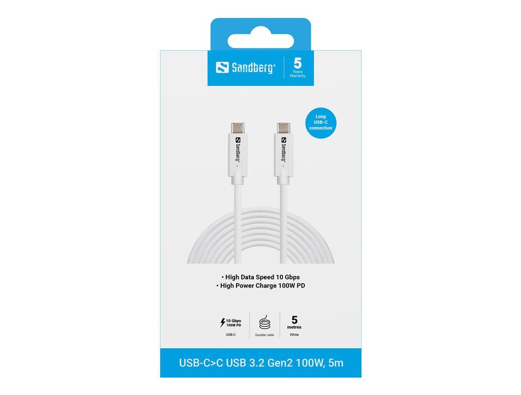 Sandberg USB-C to C USB 3.2 Gen2 100W, 5m