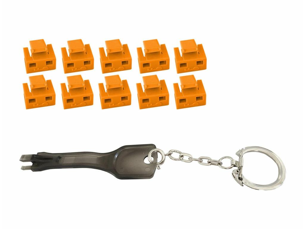  RJ45 Port blockers z ključ Oranž., 10kos