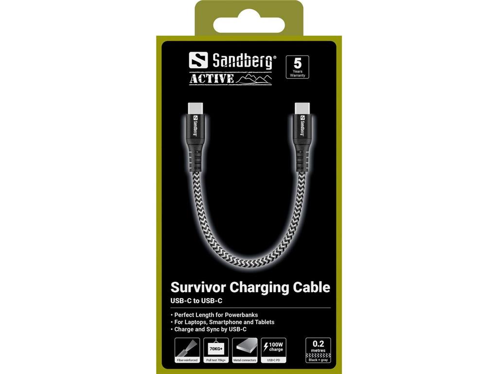 Sandberg Survivor USB-C Cable 0.2M 100W