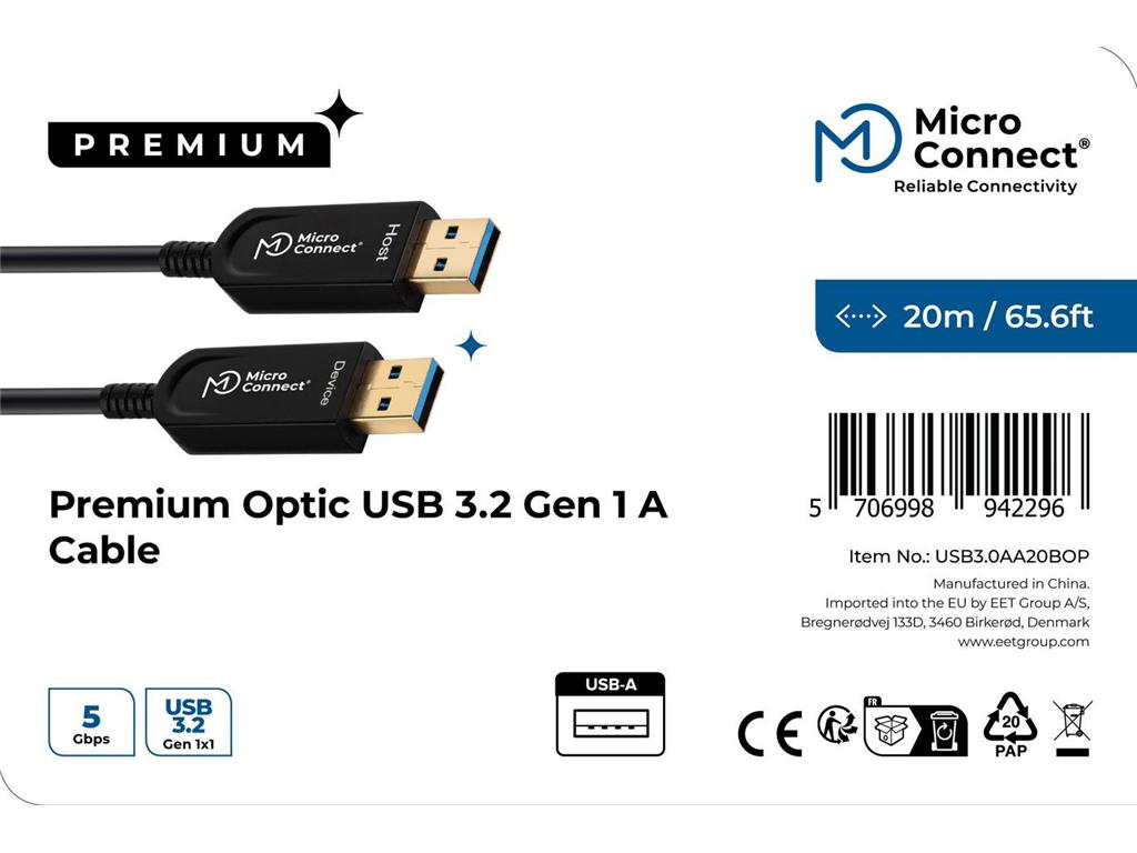  Optični kabel USB-A 3.2 Gen 1, 20m