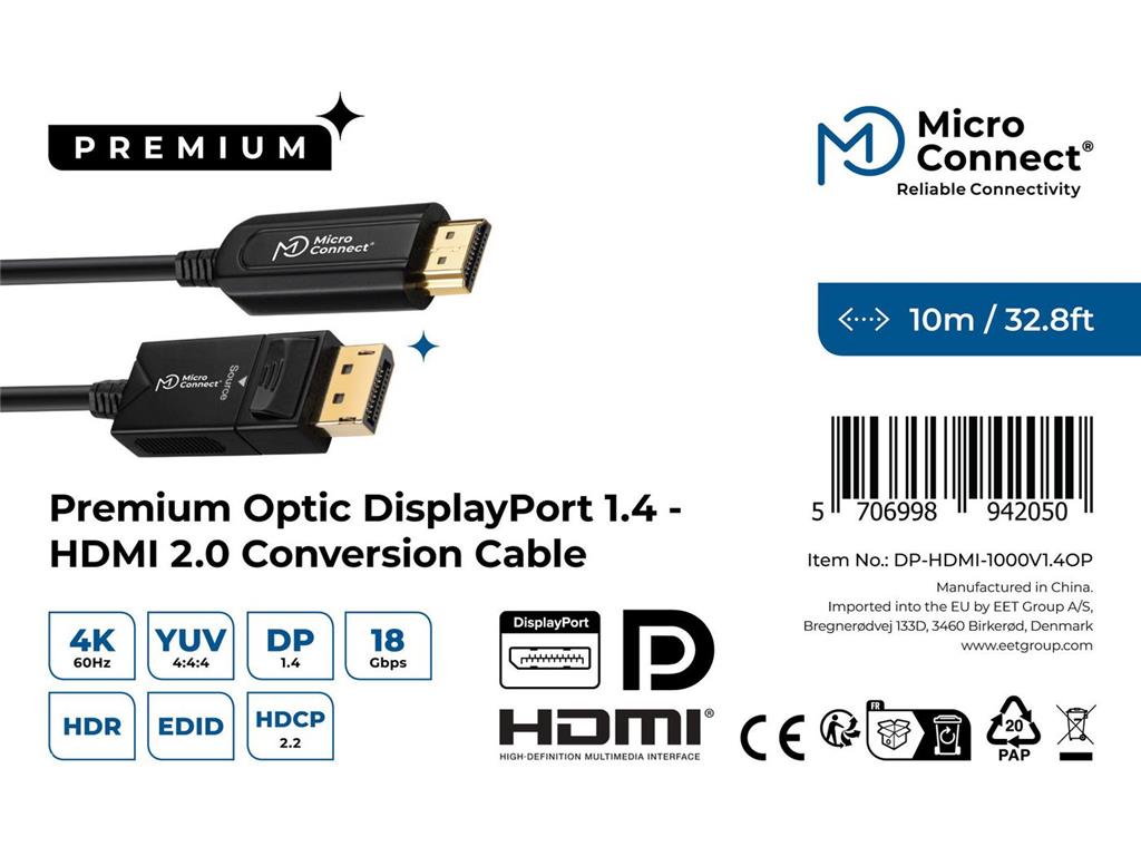 MicroConnect Kabel Premium optični DP - HDMI