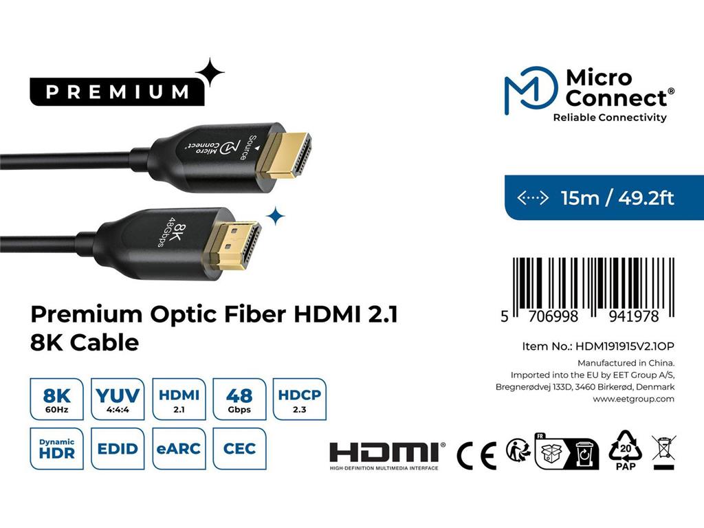 MicroConnect Premium optični aktiv. HDMI 2.1 8K, 15m