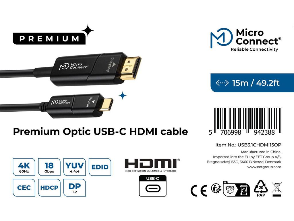  Premium USB C-HDMI optični kabel 15m